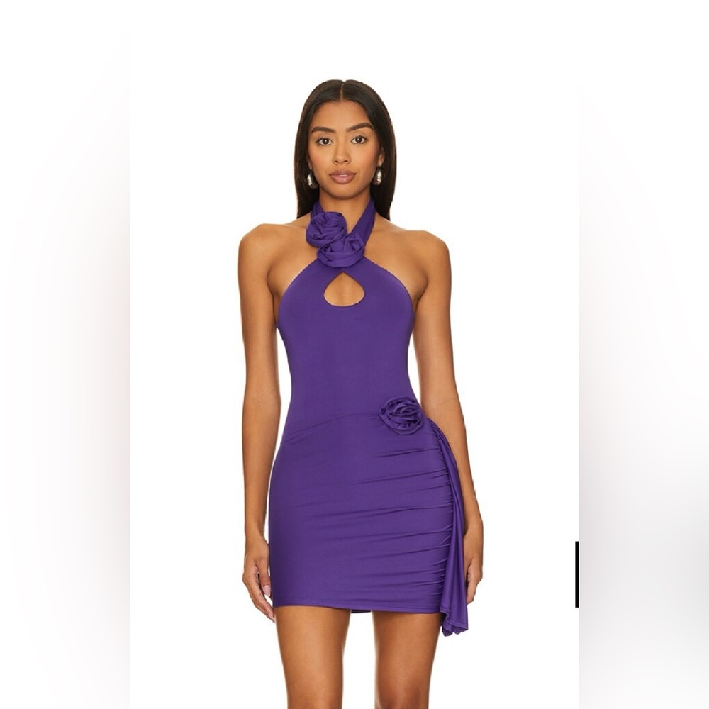 Elegant Purple Halter Dress